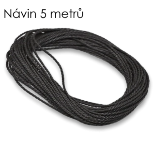 Černá, voskovaná šňůrka, 1mm (5m)