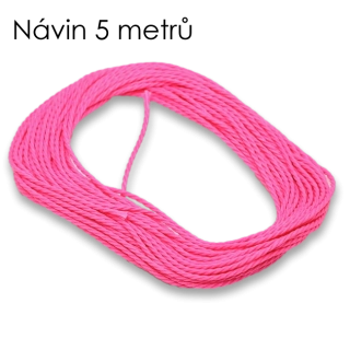 Růžová, voskovaná šňůrka, 1mm (5m)