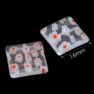 Čirý čtvereček millefiori, 16mm