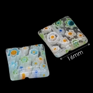 Čirý čtvereček millefiori, 16mm