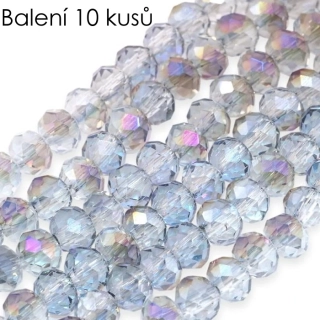 Šedé rondelky s AB, 6x5mm (10ks)