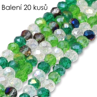 Zelená směs - rondelky s AB, 6x5mm (20ks)