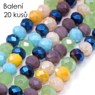 Barevná směs - rondelky s AB, 6x5mm (20ks)