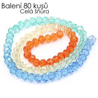 Broušené rondelky - barevná šňůra, 6x5mm (80ks)