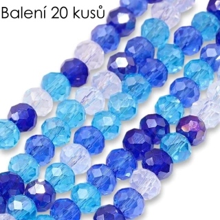 Modrá směs - rondelky s AB, 6x5mm (20ks)