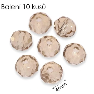 Béžové rondelky, 4x3mm (10ks)