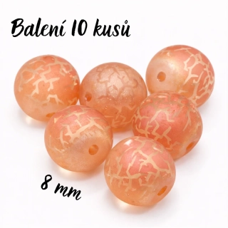 Oranžové kuličky, matné AB, 8mm (10ks)