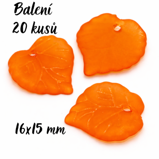 Oranžové, matné lístečky, 16x15mm (20ks)