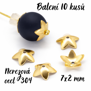 Ocelové kaplíky - zlaté, 7x2mm (10ks)