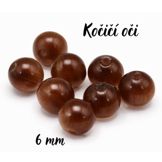 Hnědá kulička, kočičí oči, 6mm