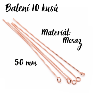 Růžové zlato, jehla, 50mm (10ks)