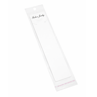 Bílá bižuterní karta + celofánový sáček, 21x4cm (5ks)