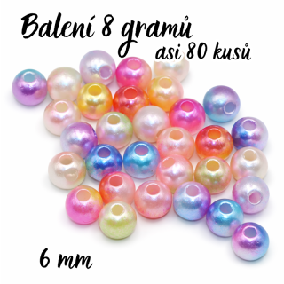 Barevné kuličky 6mm, plast (8g=80ks)