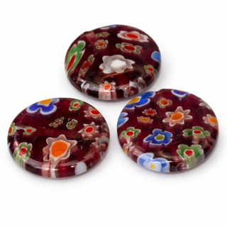 Fialové kolečko s květy, 14x3,5mm