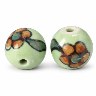 Zelená kulička s květem, 19mm