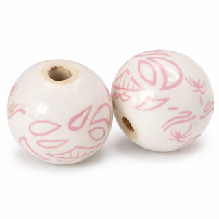 Bílá kulička se vzorem, 18x19mm