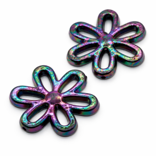 Černý květ, AB efekt, 31x5mm