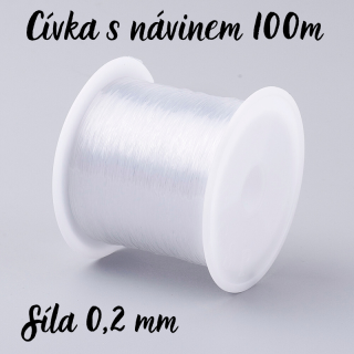 Čirý nylonový vlasec, nepružný, 0,2mm (100m)