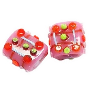 Růžový obdelníček, 25x24x14mm