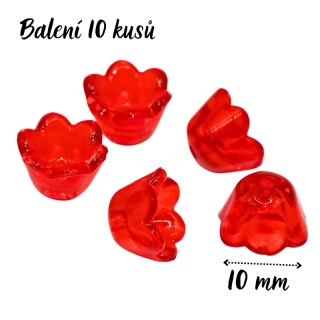 Červený květ, 10x6mm (10ks)