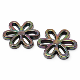 Hnědý květ, AB efekt, 31x5mm