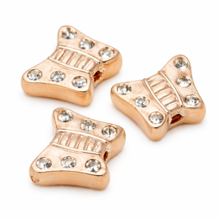 Broskvový motýlek, stříbrné zdobení, 10x8mm